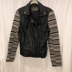 Ci Sono Cavaline black moto ethnic ikat print sleeves jacket M